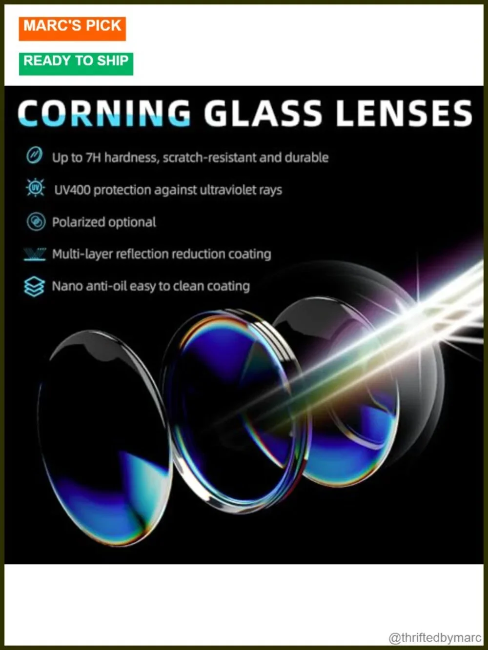Polarized Corning Glass Lens Sunglasses for Men Wrap Around Driving